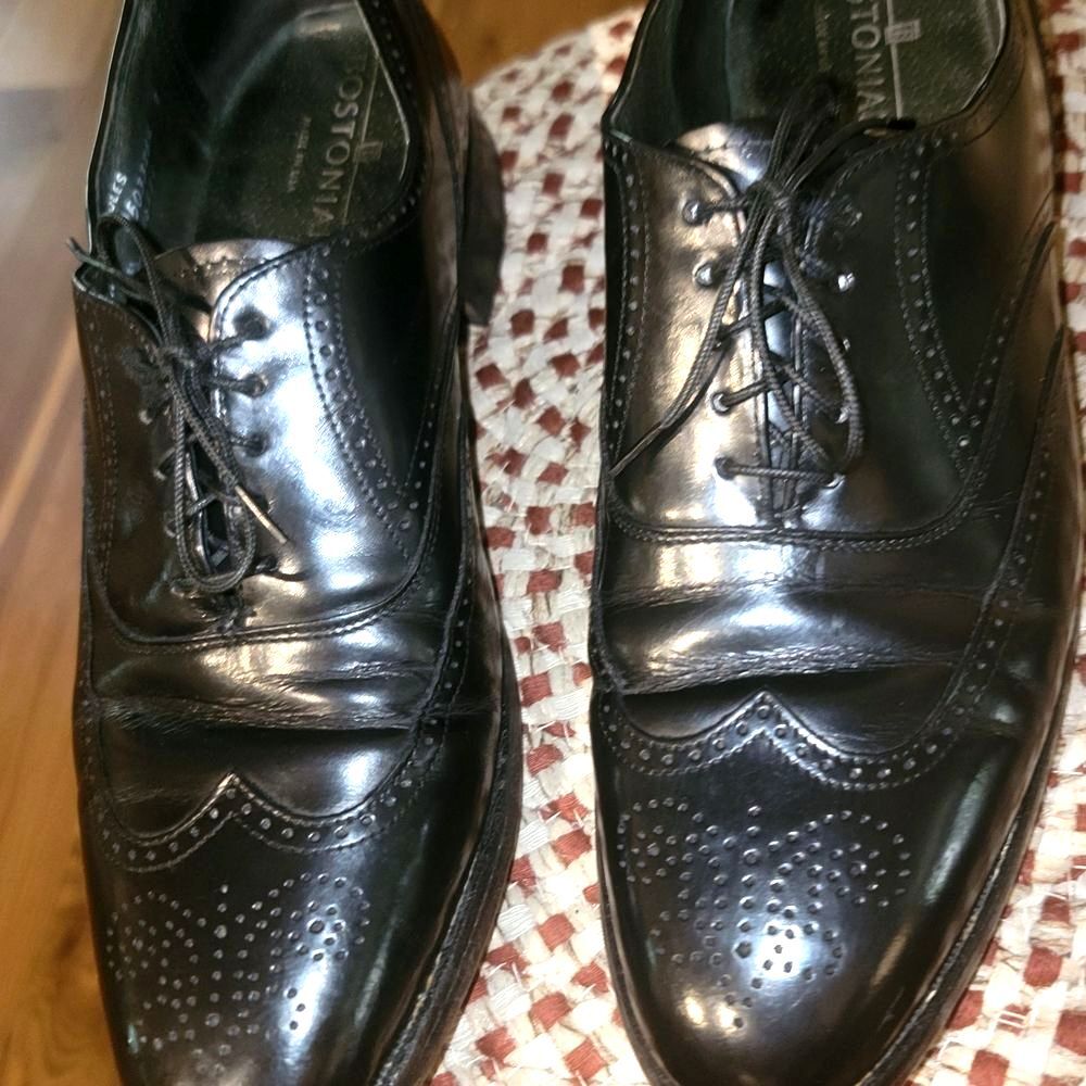 Bostonian Black Leather Oxford Mens Shoes Wingtip Brogue detail Retro Classic 11